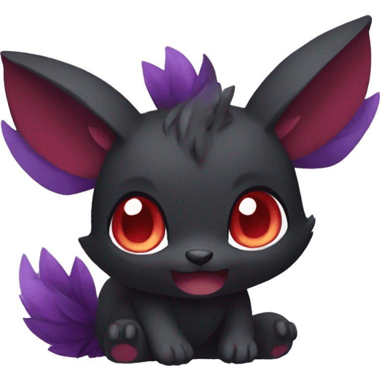 Cute cool dark black red purple animal hybrid Fakemon full body emoji