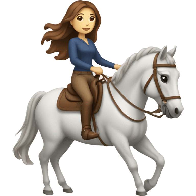 Woman with brown hair riding a brown horse emoji