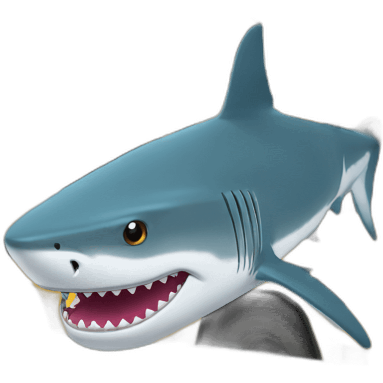 shark driving inside a school bus emoji