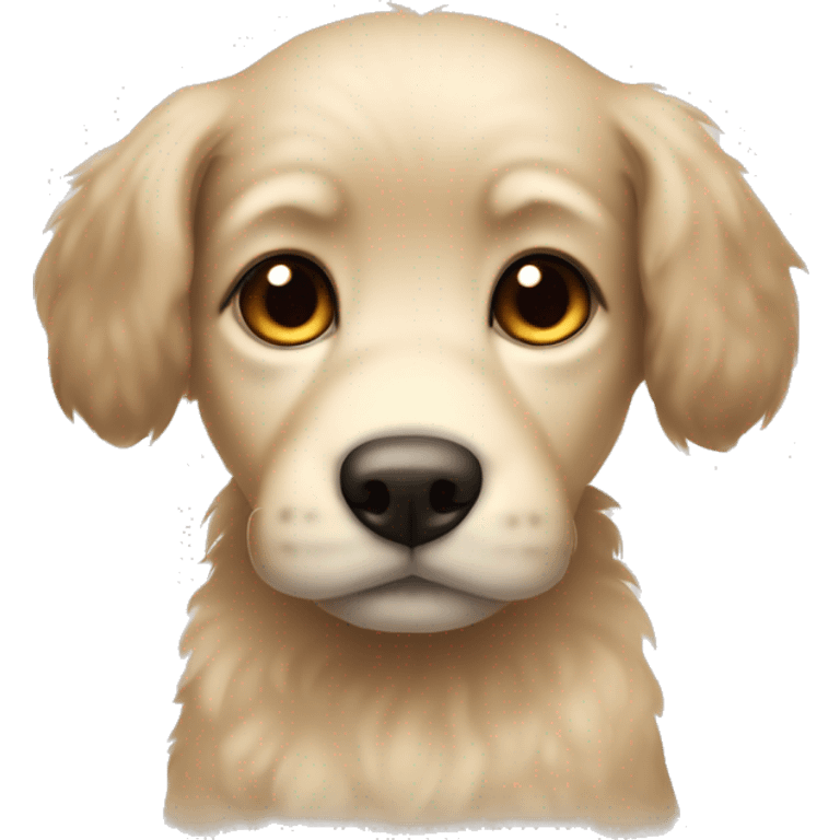 Small beige fluffy puppy with round dark floppy ears and dark snout emoji