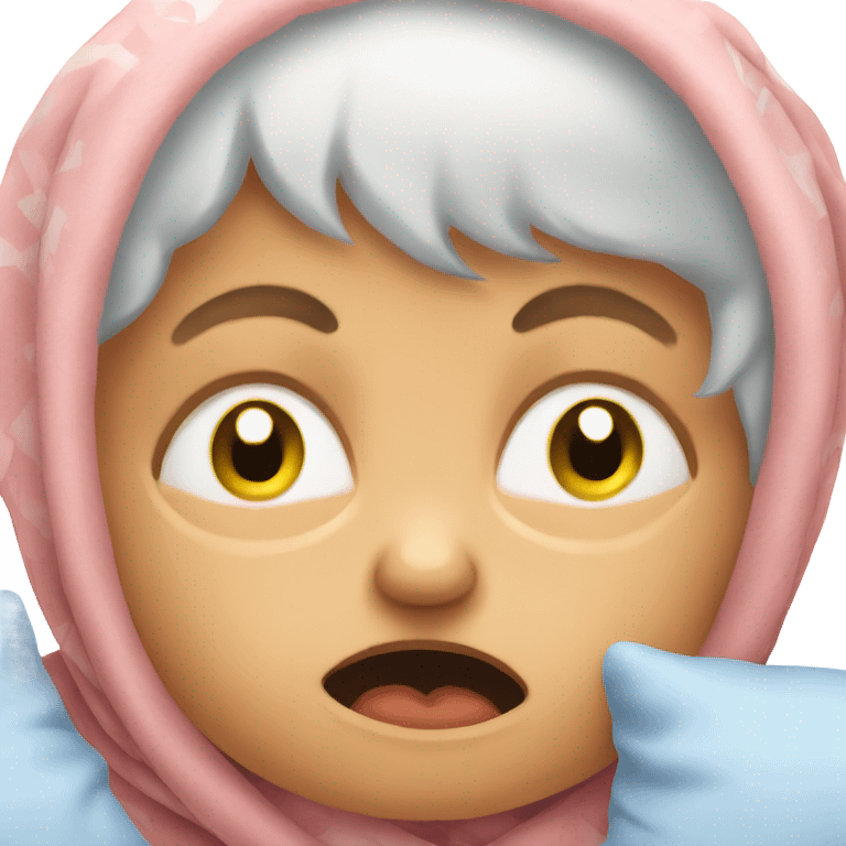 Angry baby looking at sleeping grandma emoji