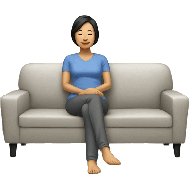 asian mom relaxing on sofa emoji