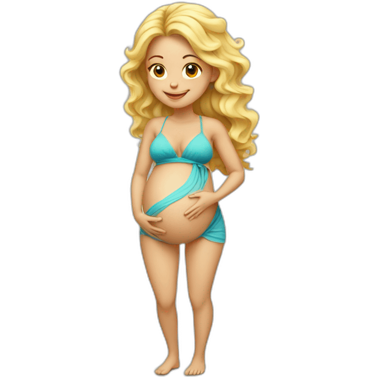 adorable pregnant blond full body women with beach-wave-hair emoji