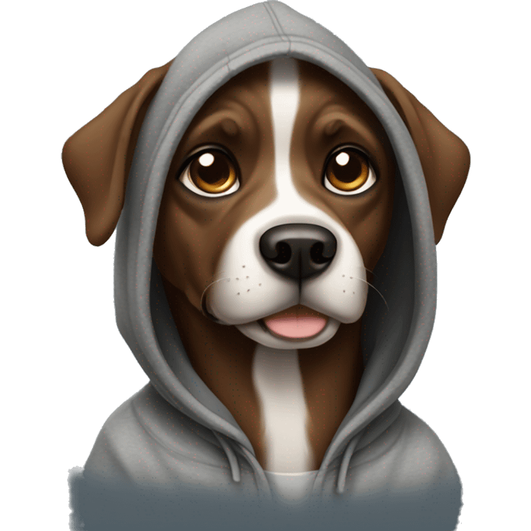 black and brown dog wearing a hoodie emoji