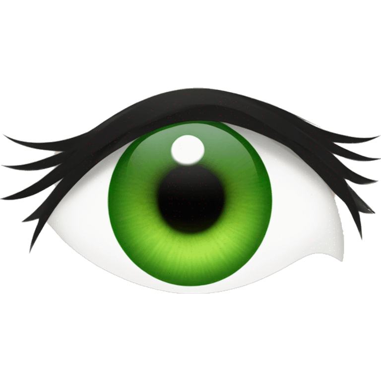 a green eye with big wispy lashes emoji