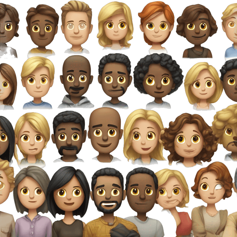 A bunch of mushy people, separated from their somethings. emoji