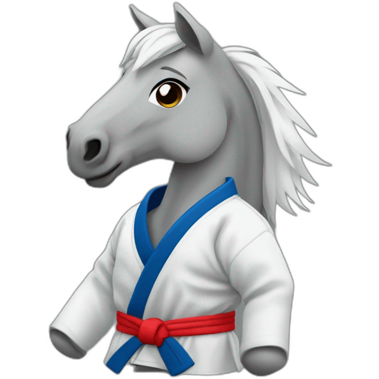 Horse wearing grey Jiu-Jitsu gi emoji