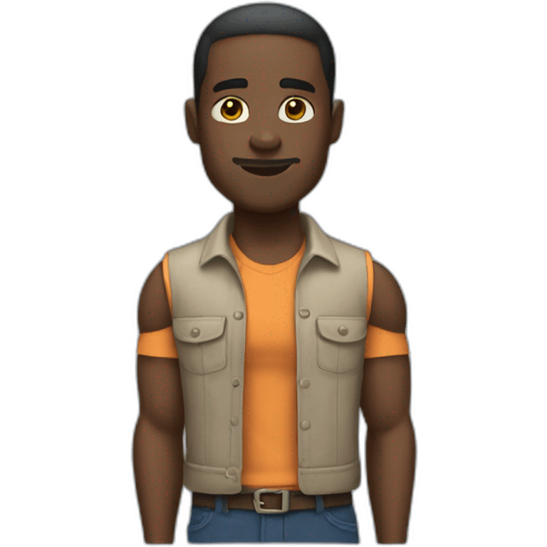 Black man with muscles in work clothes emoji