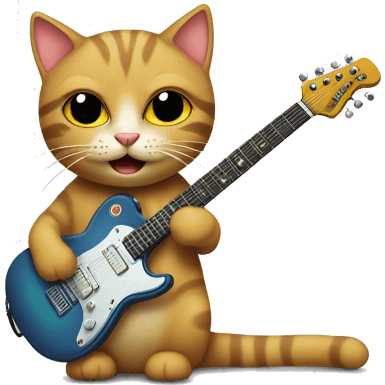 Cat with electric guitar emoji