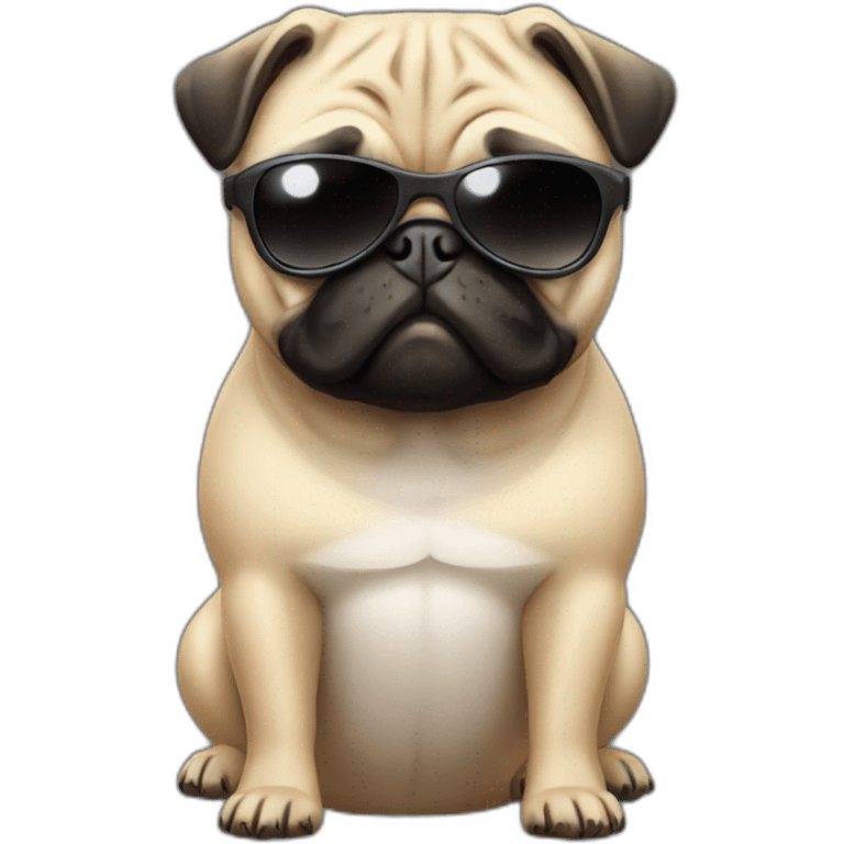 Pug fitness body with sunglass emoji