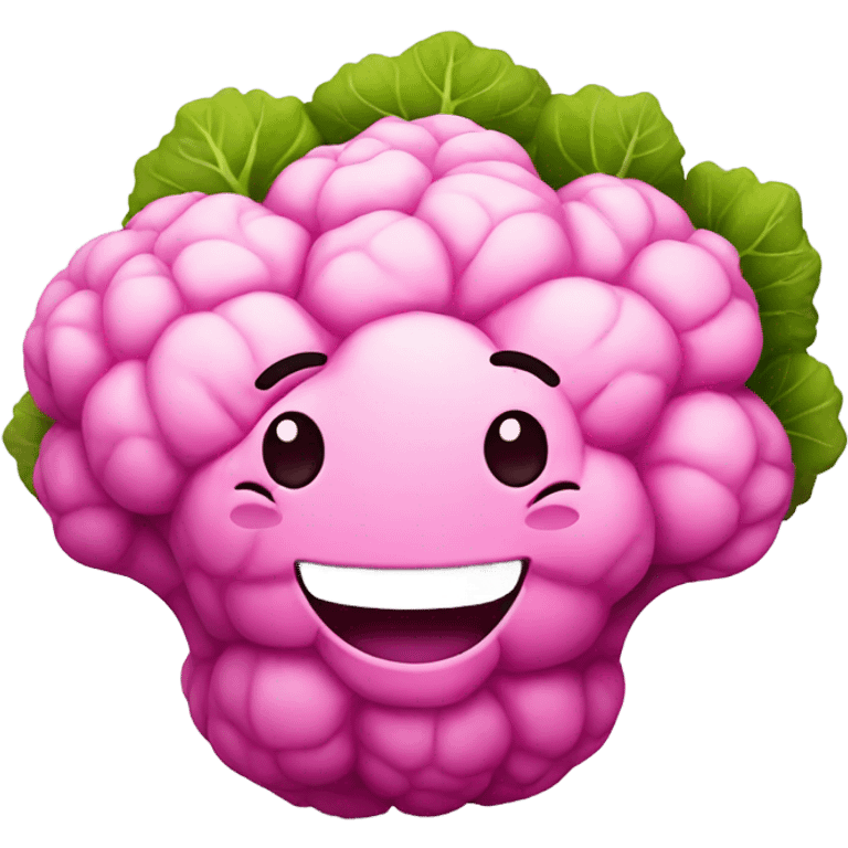 pink cauliflower smiling emoji