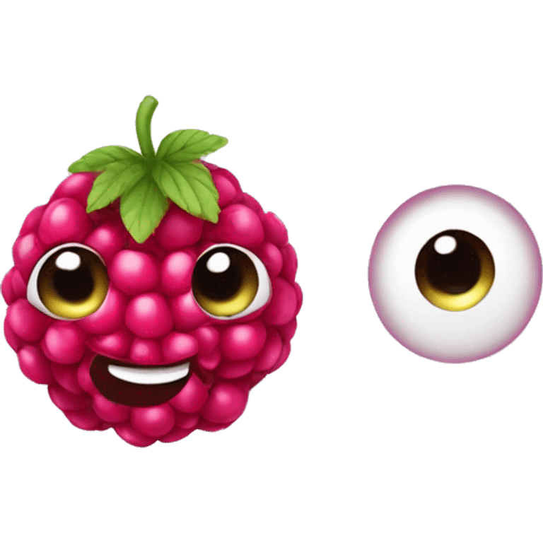 Cute smiling raspberry with cute eyes emoji