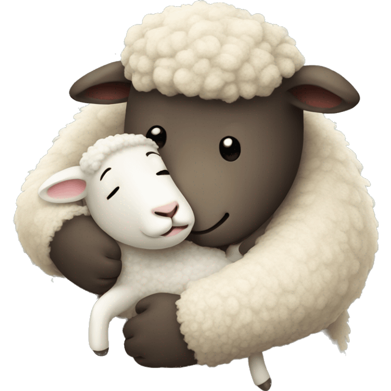 Sheep hugs bear emoji