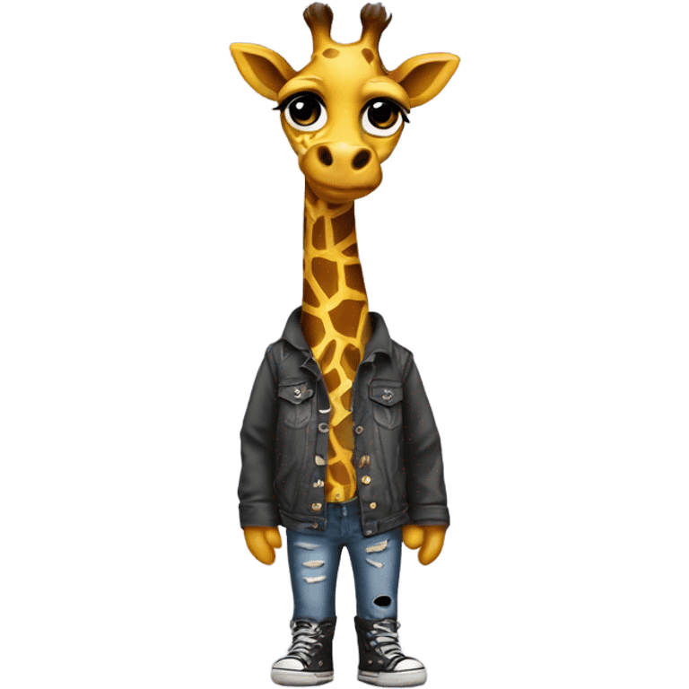 Giraffe with a grunge outfit on emoji