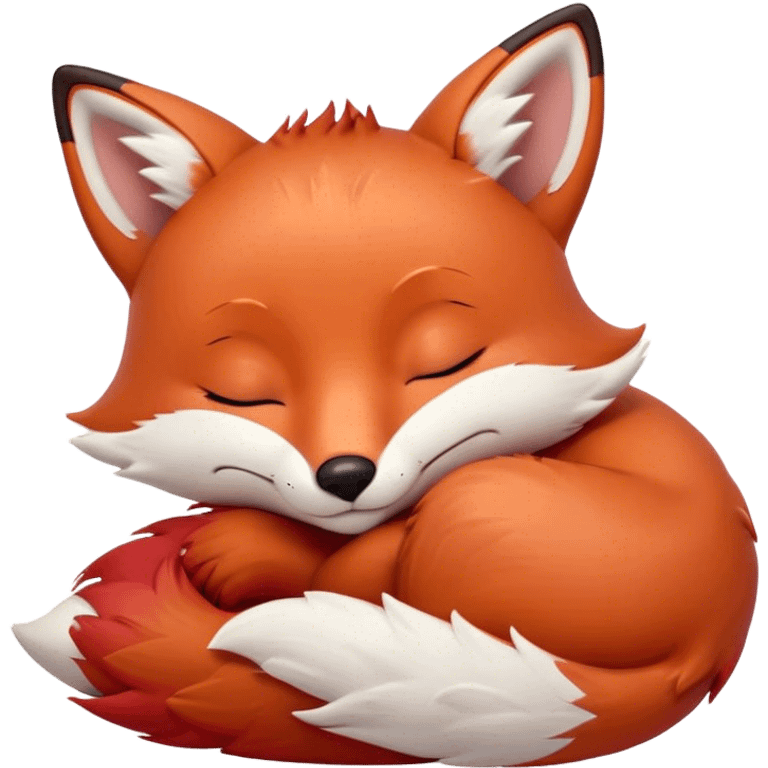 Meme-Worthy Cute Sleeping Fox Portrait Emoji, Head resting peacefully with a contented smile, showcasing a lithe build and a luxuriously soft red Fur with gentle white accents, eyes shut in a serene, restful nap, Simplified yet hilariously adorable features, highly detailed, glowing with a soft, drowsy light, high shine, relaxed and utterly lovable, stylized with an air of playful laziness, bright and heartwarming, soft glowing outline, capturing the essence of a comically sleepy fox, so meme-worthy it feels like it could instantly become the next viral sensation of adorable woodland slumber! emoji