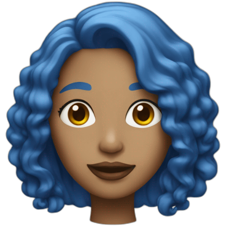 jazz singer with blue long hair, woman, 43 years old emoji