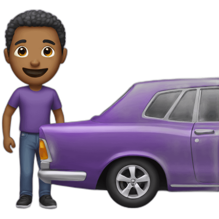 man getting in a purple car emoji