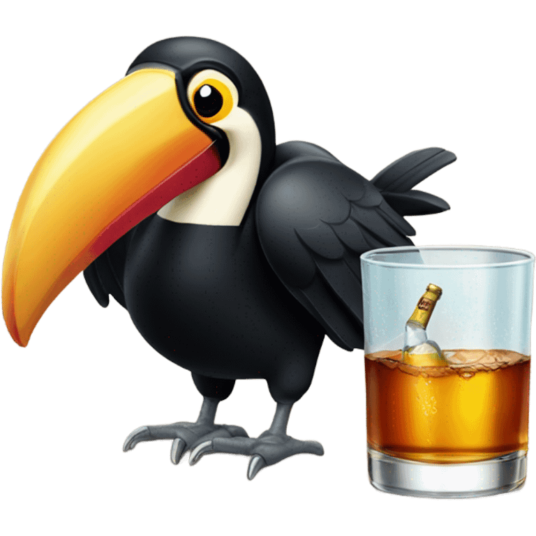 Toucan drinking captain morgan emoji