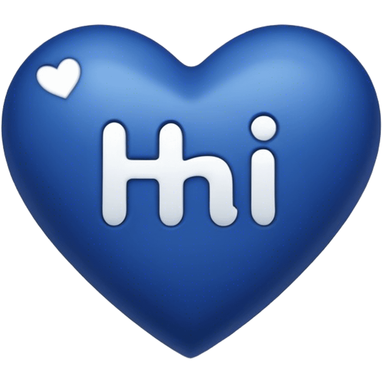 Dark blue heart with the words hi in the middle  emoji