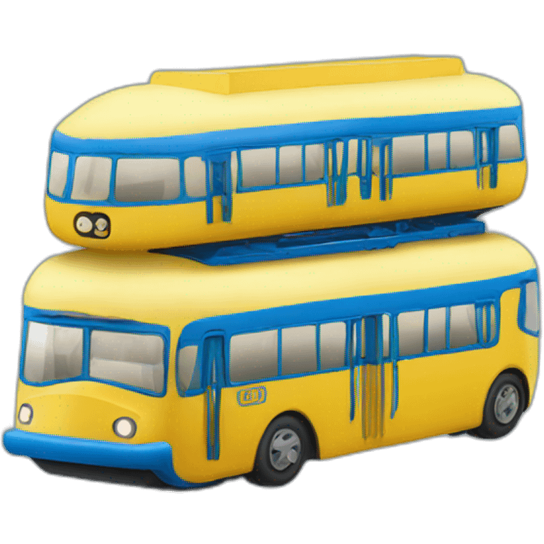 Yellow and blue double decker train emoji