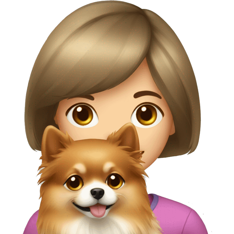 Russian girl with Pomeranian  emoji