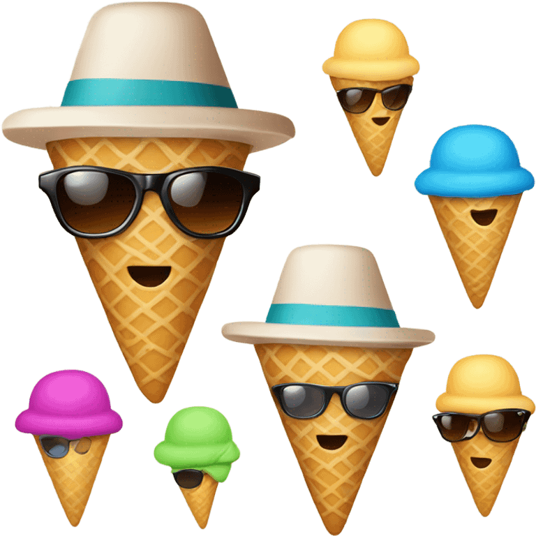 Ice cream wearing a hat and sunglasses emoji