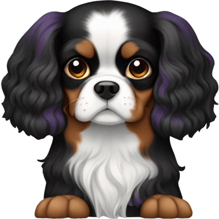 cavalier black and tan with a lavender bo emoji