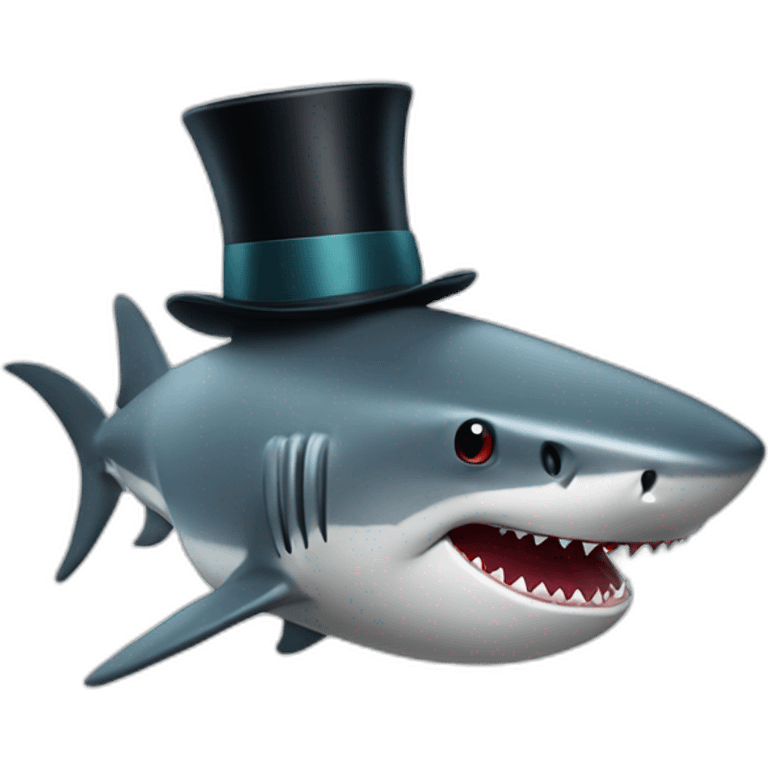 Shark with a top hat emoji