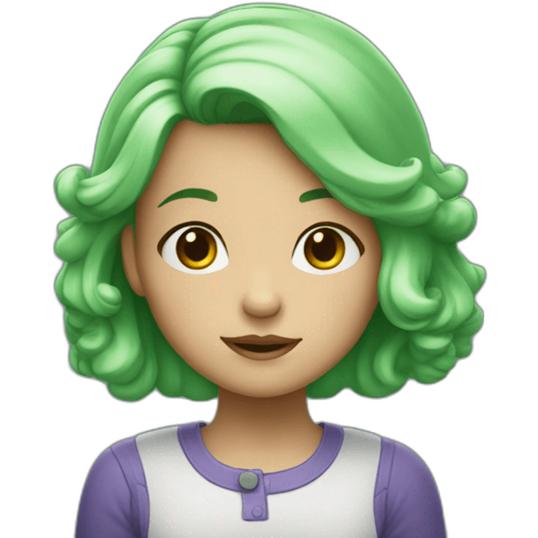 White-bearded little girl with green hair emoji