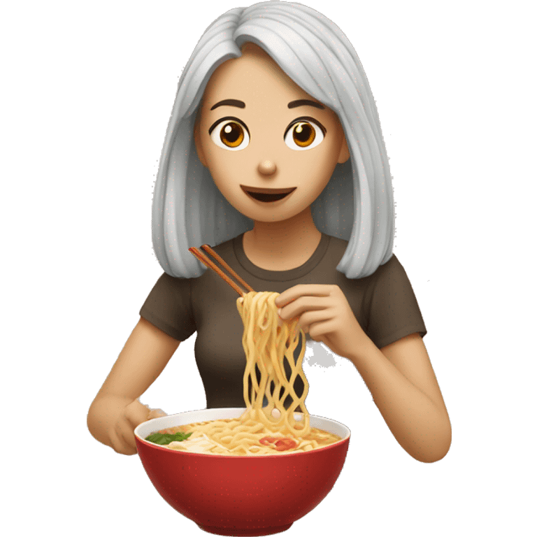 girl eating ramen  emoji