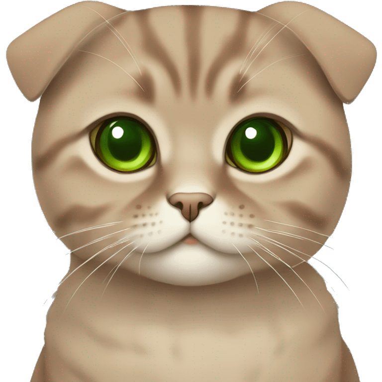 Brown scottish fold cat with green eyes  emoji