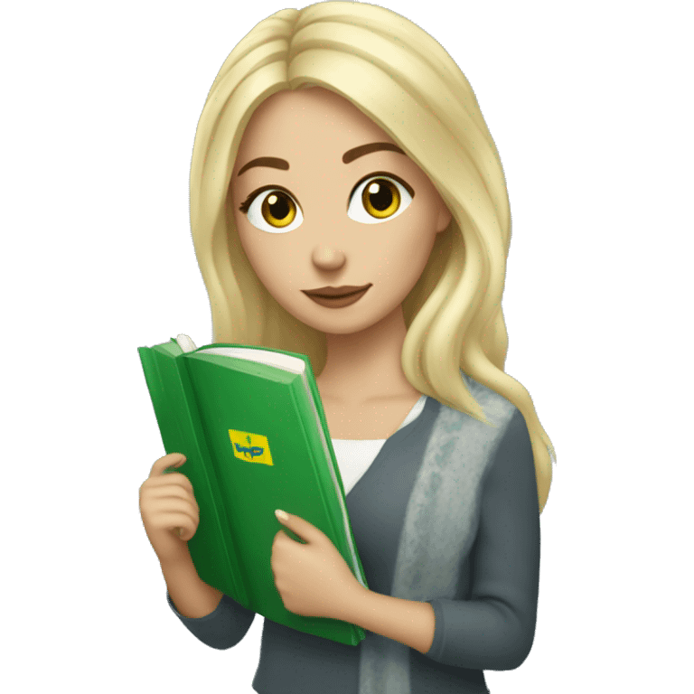 blonde beautiful ukrainian girl with her new released green book  emoji