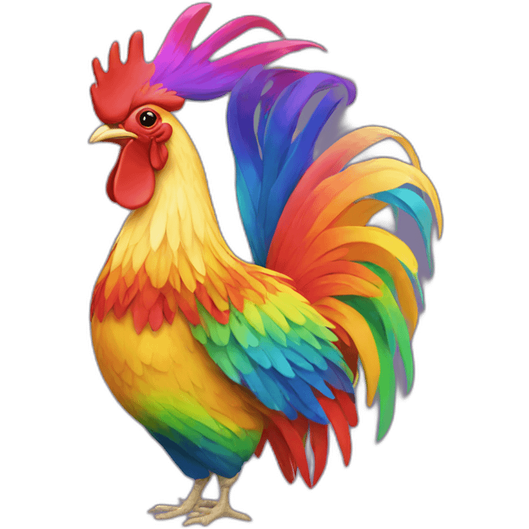 rainbow rooster emoji