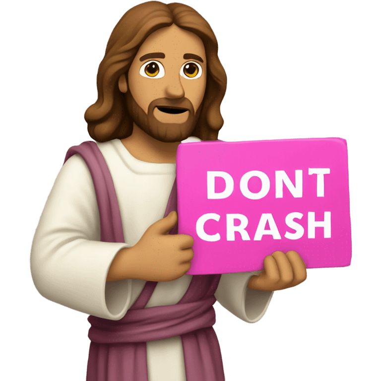 Jesus holding a pink sign that says don’t crash out emoji