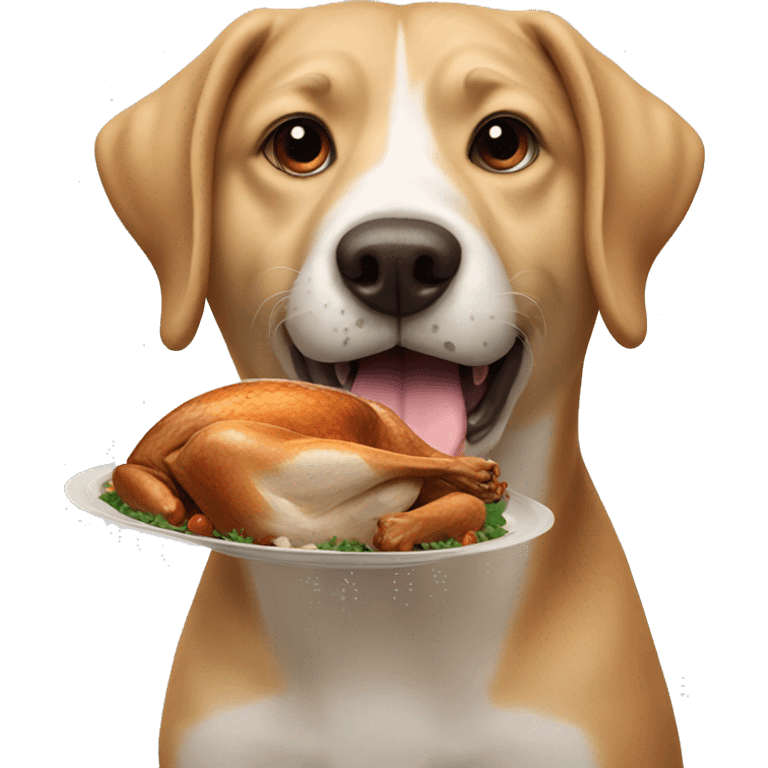 Dog eating a turkey emoji