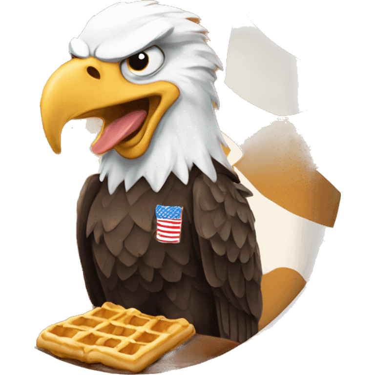 Bald eagle eating waffles with the letters cwe emoji