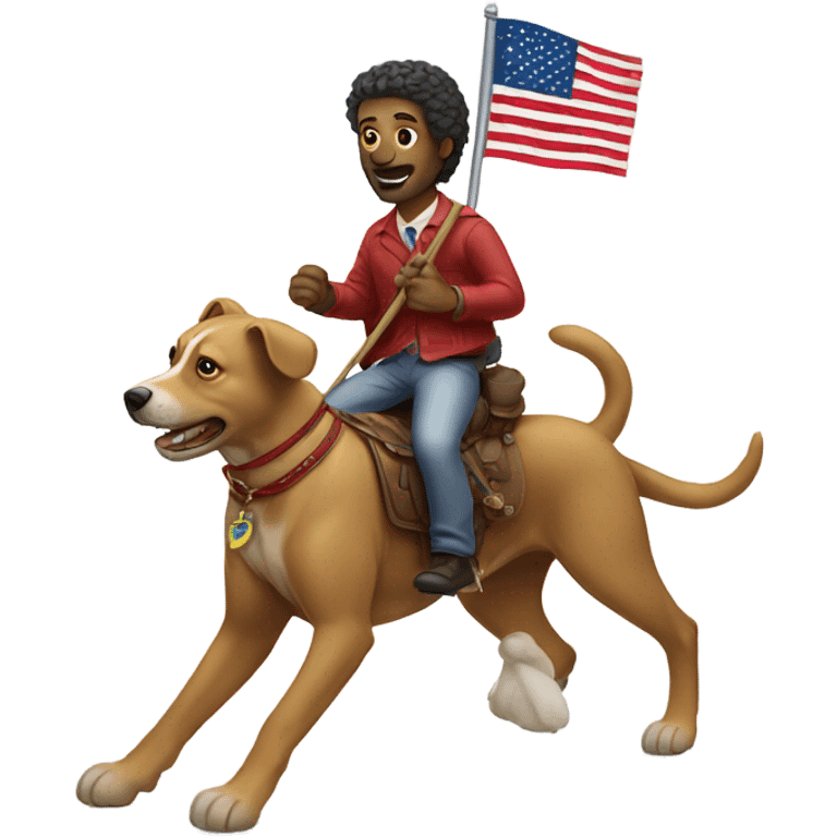 White man riding a dog with a flag  emoji