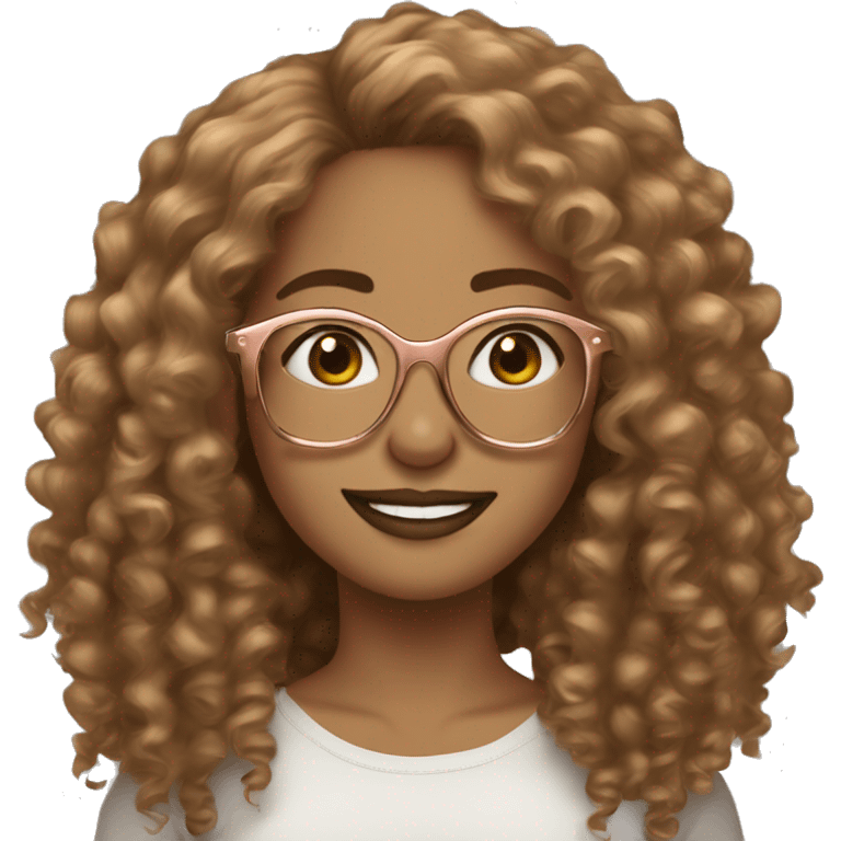 Light brown curly hair women with lightskin  rose gold glasses crooked teeth  emoji