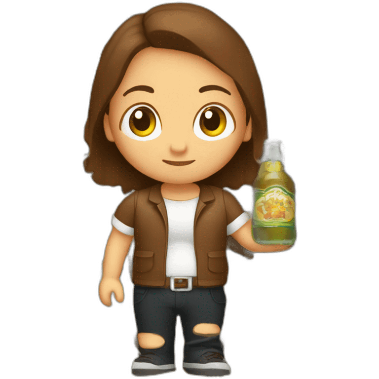 brown hair whit with a pot belly serving bottles of beer emoji