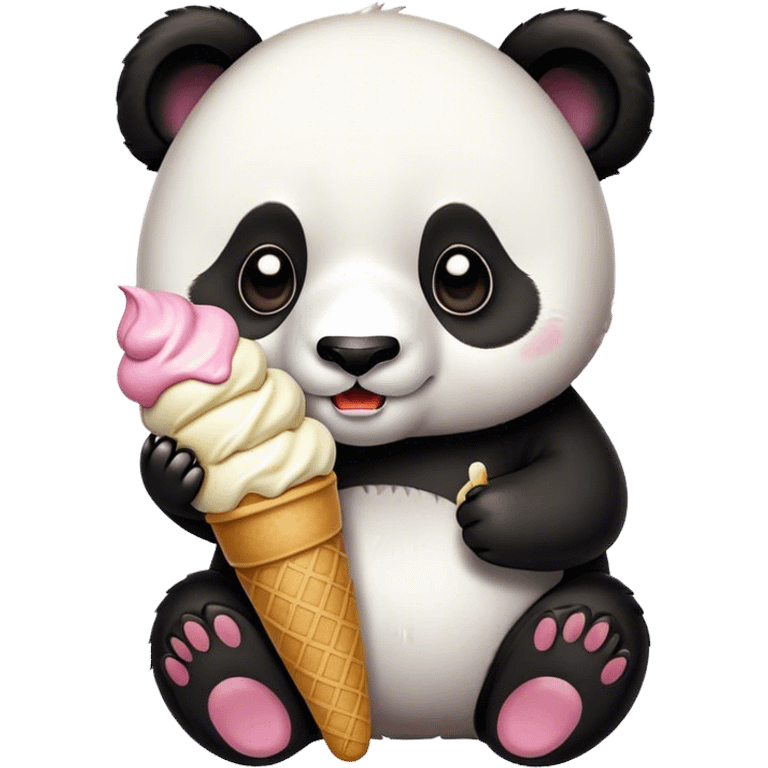 Panda eating ice cream emoji