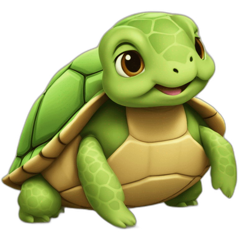 Une tortue sur un lapin emoji