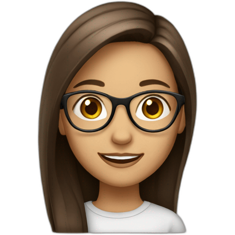 a girl with glasses, smile and long straight brown hair emoji