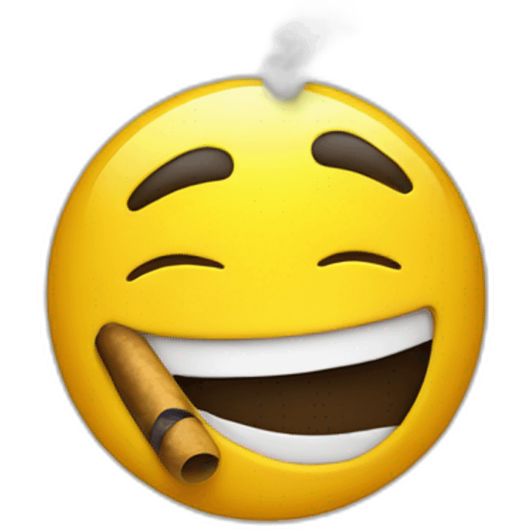 cool emoji that smokes. The emoji is the round and yellow standard formfactor emoji