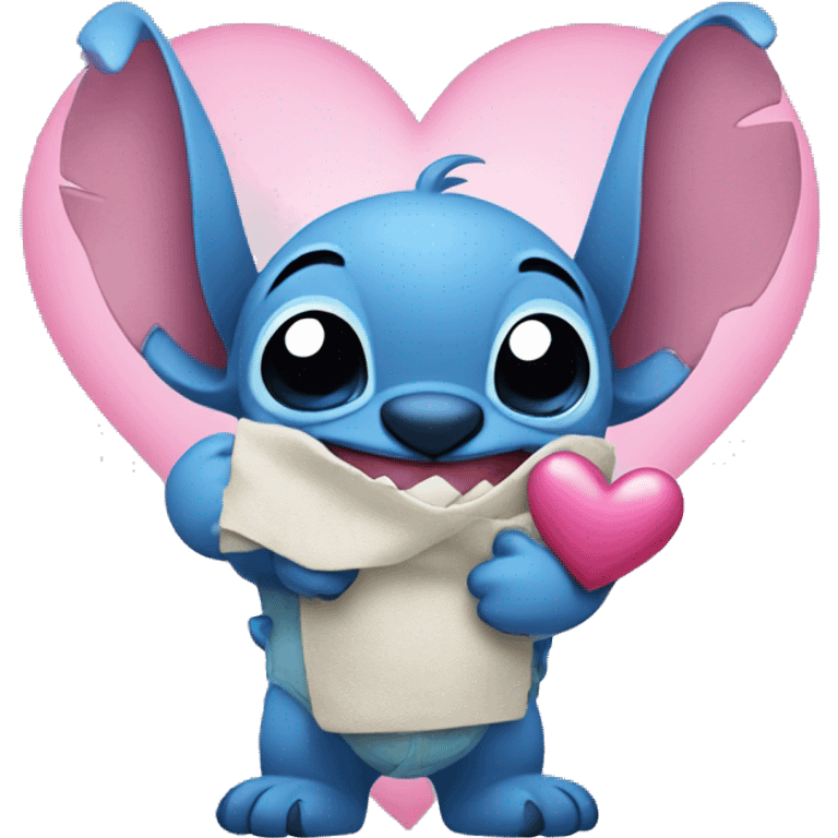 stitch with a pink heart in his hand emoji