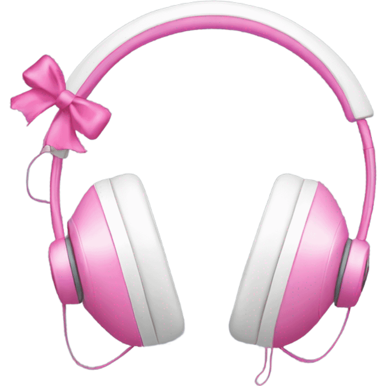 white headphones with pink bows emoji