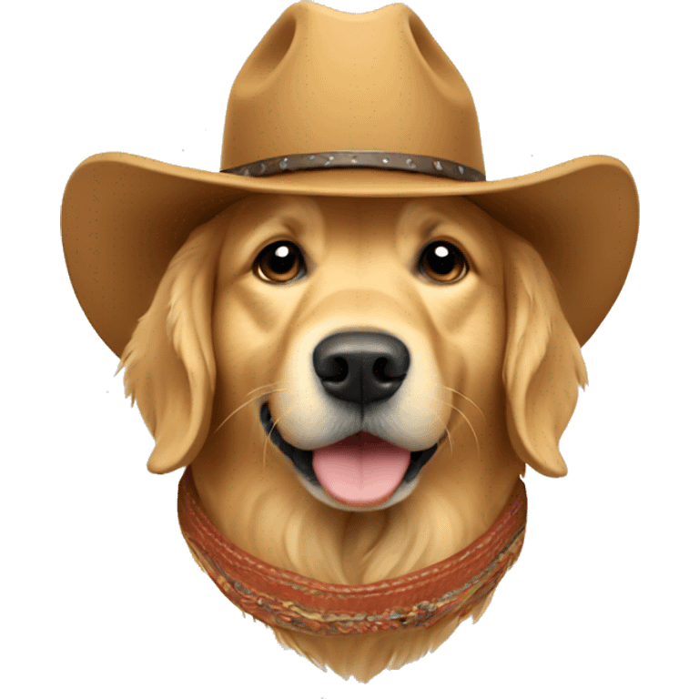 golden retriever wearing cowboy hat emoji