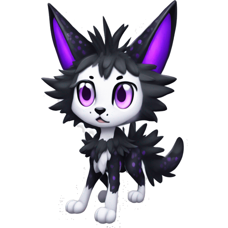 Epic Edgy Black White Purple Sergal-shiny sparkle starry Serval-Fionbri full body emoji