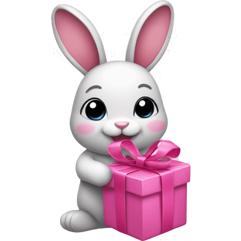 Bunnie holding a pink present  emoji