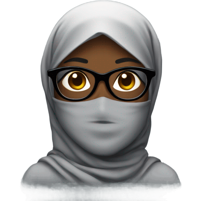 a darkskin lady with black swuared glasses and a hijab emoji