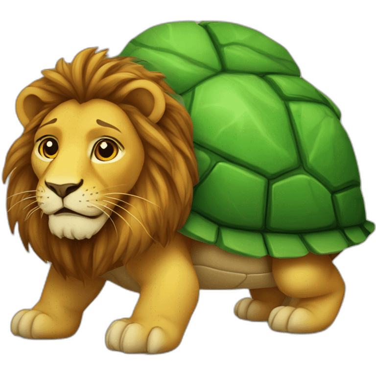 Lion sur une tortue emoji